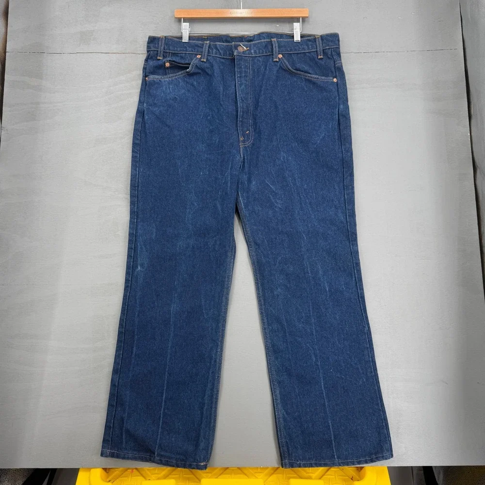 Vintage Levi's 517 Bootcut Jeans Blue Orange Tab Dark Wash Made in USA 40 x 29